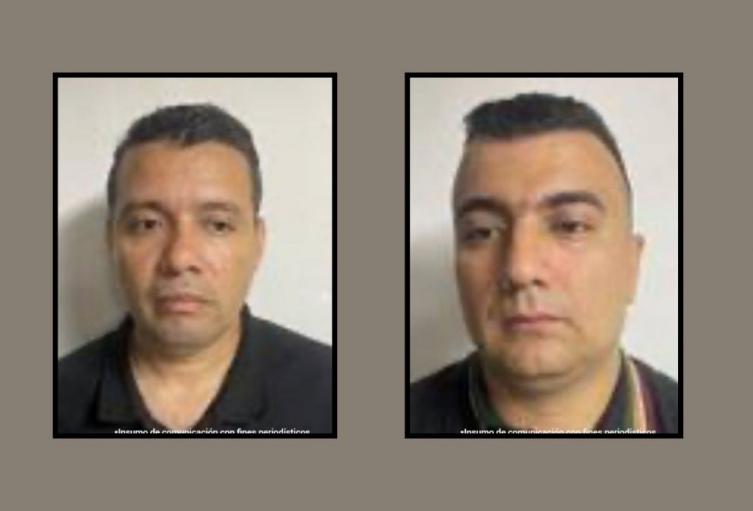 El exsubintendente de la Policía Nacional, Luis Fernando Bustamante Santa, y el expatrullero Wilmer Antúnez Moreno 