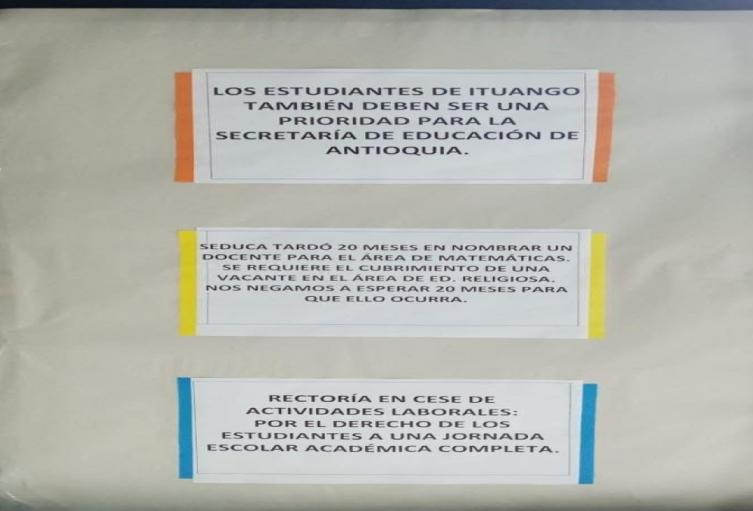 Cese de actividades escolares en institución educativa de Ituango
