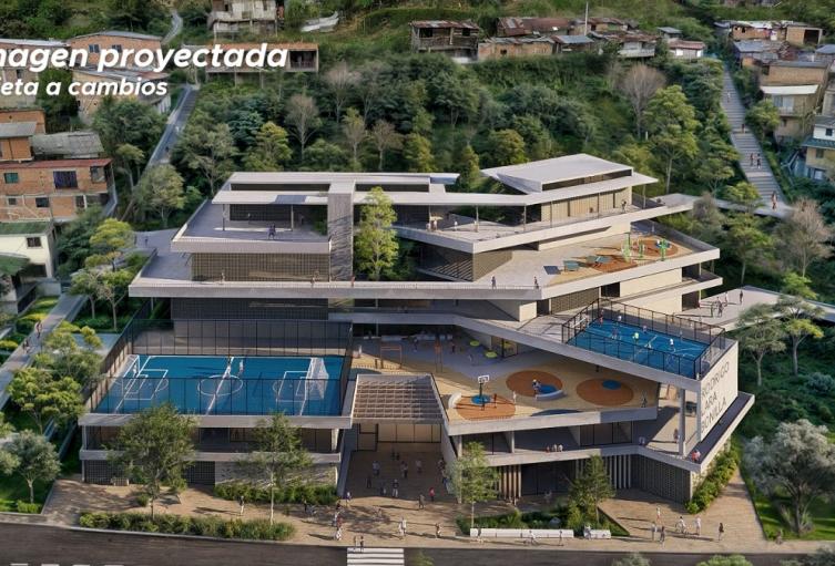 Imagen proyectada de la Institución Educativa Rodrigo Lara Bonilla en Medellín