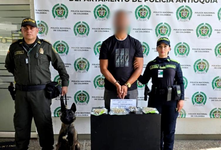 Canino detectó 800 gramos de marihuana exótica en el aeropuerto de Rionegro; avaluada en $6 millones 