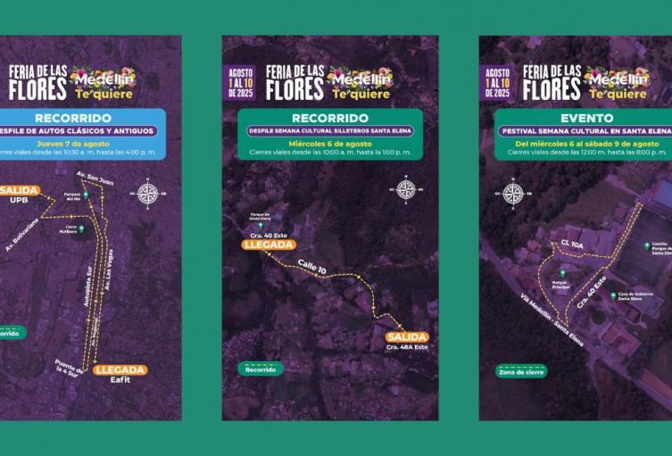 Cierres viales por Feria de las Flores en Medellín
