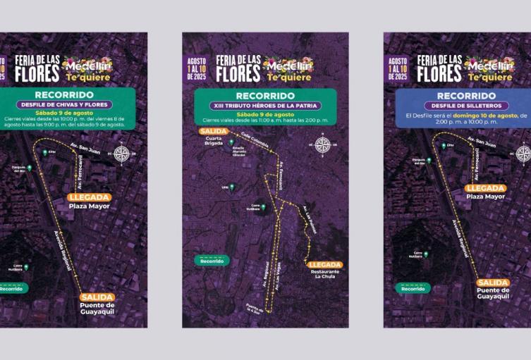 Cierres viales por Feria de las Flores en Medellín