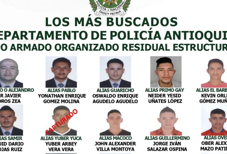 Más buscados del grupo Armado Organizacional Residual Estructura 36