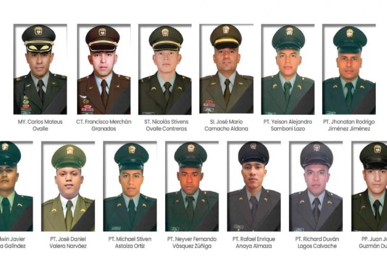 Uniformados de la Policía asesinados en Amalfi, Antioquia