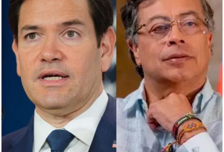Marco Rubio, secretario de Estado de EE. UU.(Izq), Gustavo Petro, presidente de Colombia (Der).