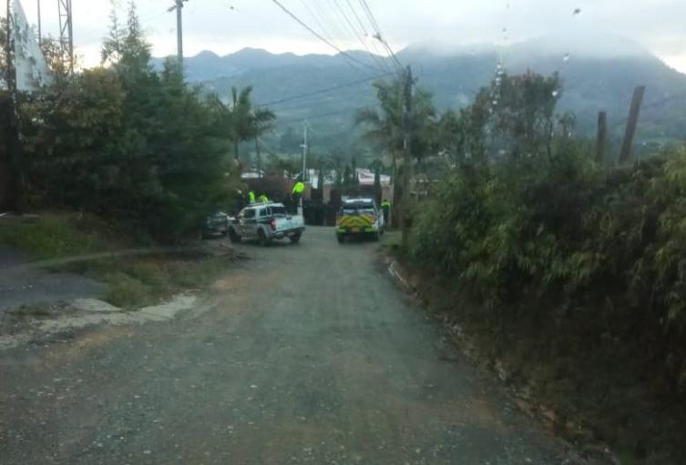 Sitio exacto de balacera  registrada en Rionegro: En este sitio murió alias "el ecuatoriano"