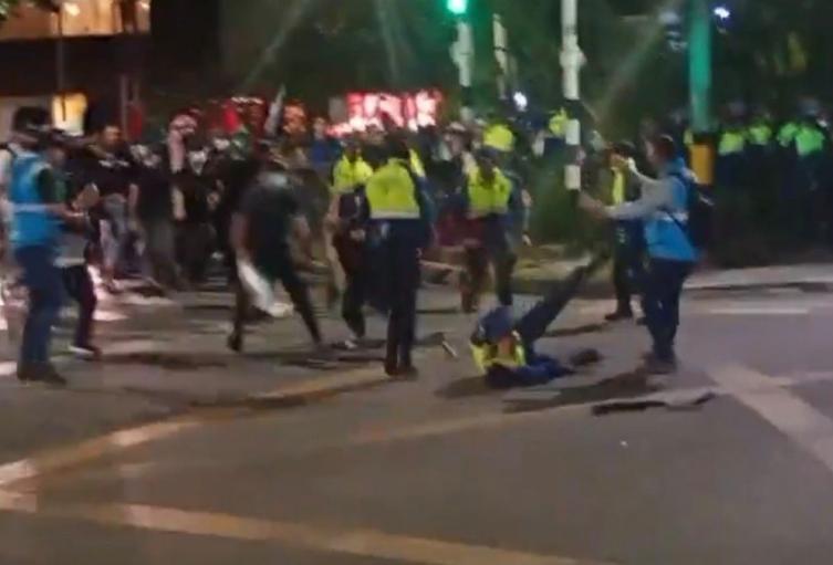 Desmanes en manifestación pro- palestina en Medellín