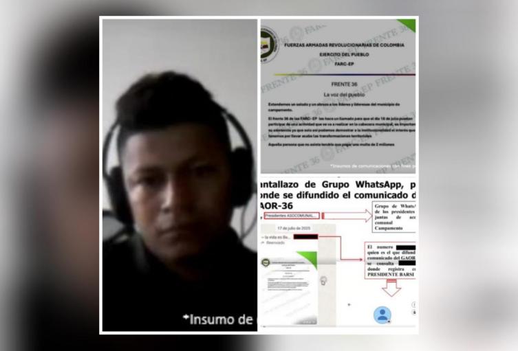 Acusan a presidente de la JAC en colaborar con las disidencias de las FARC 