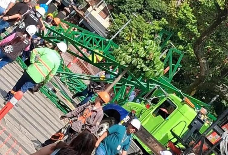 Se cayó enorme árbol de navidad en Envigado: la enorme estructura no dejó personas afectadas de gravedad