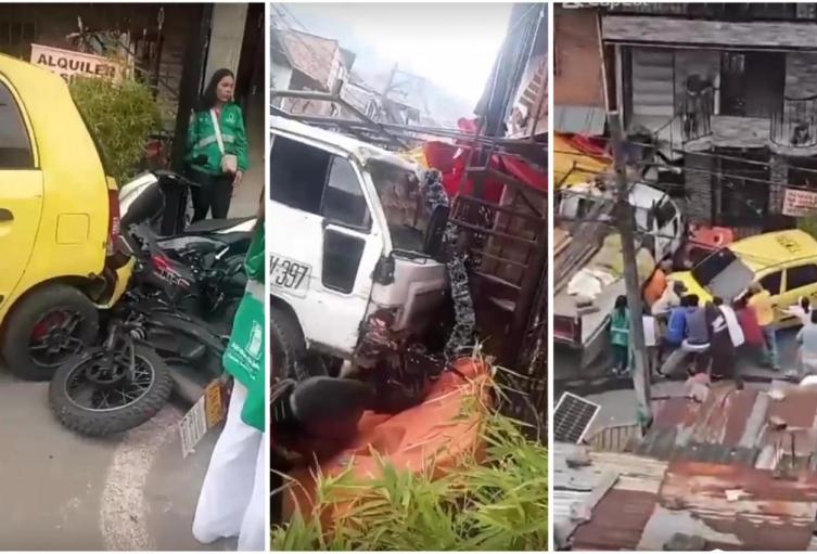 Grúa sin frenos dejó cuatro heridos en Medellín