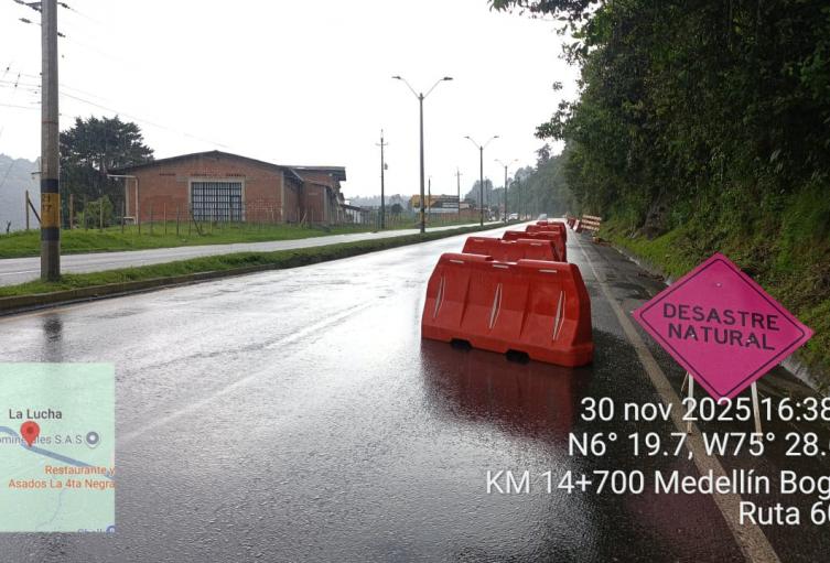 Cierre preventivo de la vía Medellín - Bogotá 