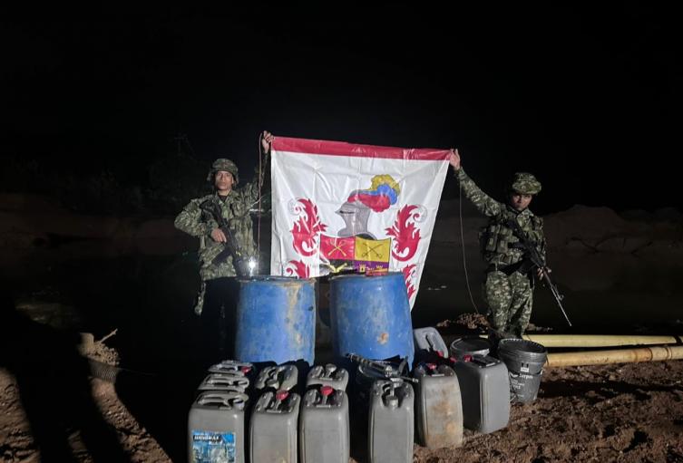 Unidades mineras destruidas.Crédito-Ejército