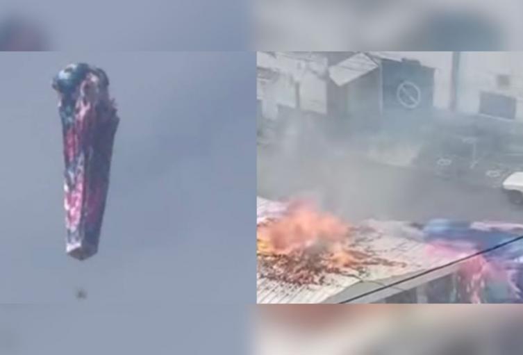 El fuego se originó cuando el elemento impactó la cubierta plástica, la cual se encendió en segundos debido a su material inflamable.