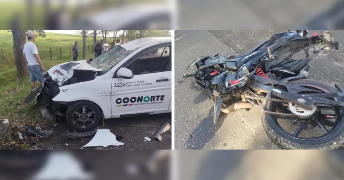 Choque frontal entre vehículo de servicio público y moto en vía a Caucasia: un muerto y tres heridos