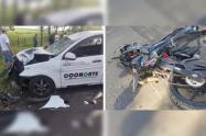 Choque frontal entre vehículo de servicio público y moto en vía a Caucasia: un muerto y tres heridos