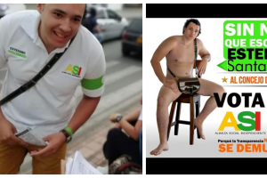 Un candidato al Concejo de Medellín hace campaña sin ropa 