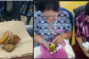 ¡Humillados! 300 adultos mayores recibieron un pedazo de tomate y carne en una servilleta en el Retiro