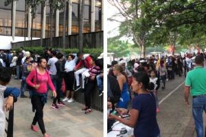 Venezolanos haciendo filas en el Centro Administrativo La Alpujarra