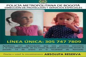 Niña desaparecida en Bogotá