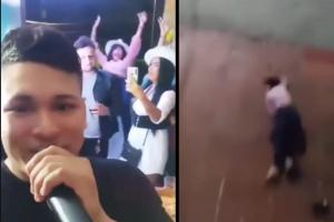 Video del momento en que una mujer cae de un segundo piso durante una fiesta