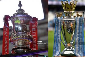 Trofeos de la FA Cup y Premier League.