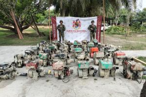 36 motores del Clan del Golfo utilizados para la explotación ilícita de yacimientos mineros fueron incautados en Antioquia