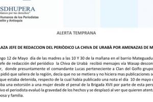 Amenaza a periodista 