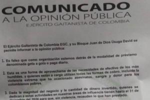 Distribuyen volantes donde las AGC prohíben los "gota a gota" en el Urabá: Analizan veracidad 