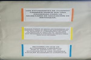 Cese de actividades escolares en institución educativa de Ituango