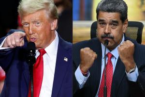 Combo de imágenes de AFP del presidente de Estados Unidos, Donald Trump, y el de Venezuela, Nicolás Maduro, ambos en posturas desafiantes.