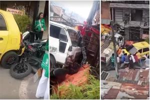 Grúa sin frenos dejó cuatro heridos en Medellín