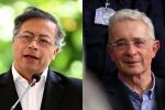 Combo de imágenes del presidente Gustavo Petro y el expresidente Álvaro Uribe