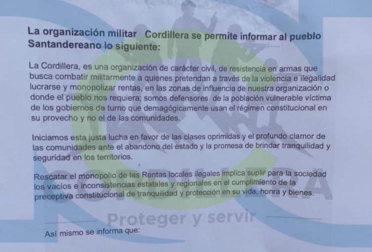 Panfletos circulan en el área metropolitana de Bucaramanga