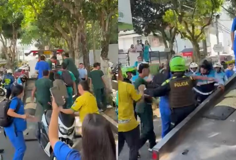 Altercado entre agentes de tránsito y estudiantes de la UCC en Bucaramanga
