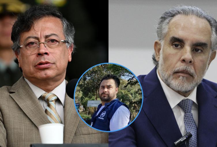 El presidente Gustavo Petro; el ministro del Interior, Armando Benedetti, y el personero de Ocaña, Jorge Bohórquez