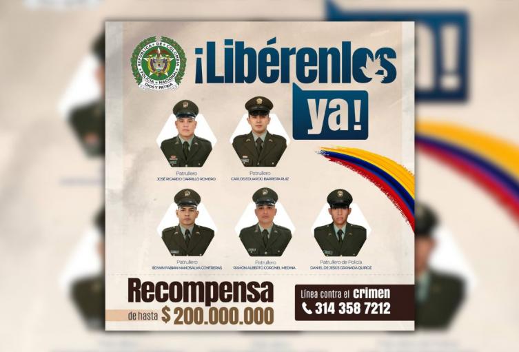 Cartel de liberación de policías secuestrados en Tibú