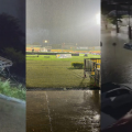 La intensa lluvia se presentó junto con una fuerte tormenta eléctrica.