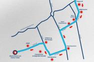 Ruta de la marcha a favor de Uribe en Bucaramanga