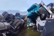 Accidente entre un camión y un tractocamión en la vía Bucaramanga - Cúcuta