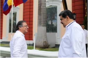 Presidentes Gustavo Petro y Nicolás Maduro reunidos en Venezuela