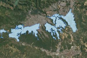 Mapa de sectores afectados por el corte de agua en el área metropolitana de Bucaramanga
