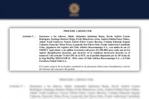Sanción para los jugadores de Atlético Bucaramanga