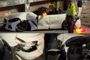 Vehículo de alta gama que estuvo involucrado en un accidente de tránsito en Bucaramanga