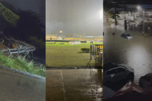 La intensa lluvia se presentó junto con una fuerte tormenta eléctrica.