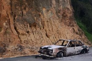 Vehículo Incinerado en zona rural de Convención