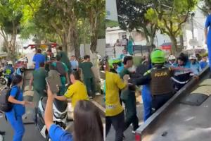 Altercado entre agentes de tránsito y estudiantes de la UCC en Bucaramanga