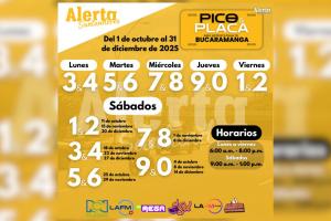 Pico y placa octubre - diciembre en el área metropolitana de Bucaramanga