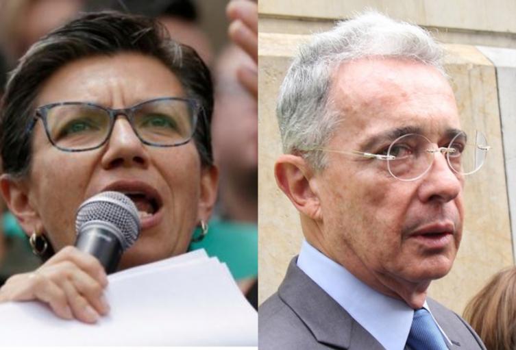 Claudia López y Alvaro Uribe