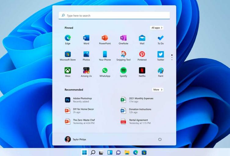 Nuevo menú de inicio de Windows 11
