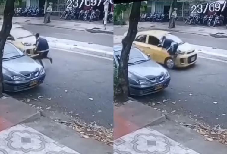 Hombre se le lanzó a un taxi